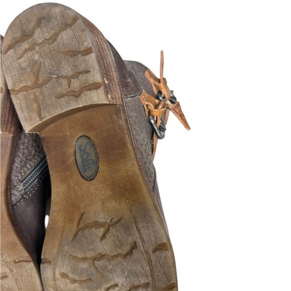 Sofft Baywood Ankle Boots Womens 7M Brown Tan Leather Buckle Moto Straps Zip Up - Picture 13 of 16